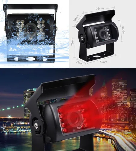 Miniatura 6 de Cámara de respaldo HD 1080P con sistema de monitor DVR de 9 pulgadas, 4 x 4 pines IR IP69 impermeable con cable retrovisor retrovisor + monitor