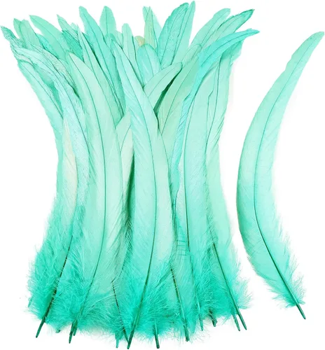 Miniatura 26 de iHUFeather Plumas de cola de gallo naturales, 50 plumas de cola de gallo de 10 a 12 pulgadas de largo, a granel para manualidades, disfraces