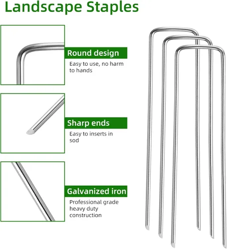 Miniatura 2 de Paquete de 30 Grapas para Césped, Grapas Premium para Paisajismo de Jardín, Estacas Galvanizadas de Calibre Resistente, Estacas de Carpa