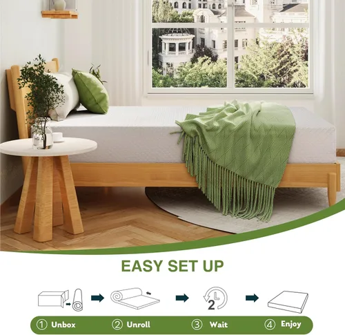 Miniatura 7 de EGOHOME Colchón Queen de 8 pulgadas, colchón de espuma viscoelástica en una caja con gel de té verde refrescante, alivia la presión con soporte