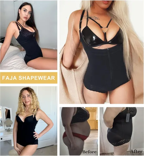 Miniatura 5 de SHAPERX Faja moldeadora colombiana de control del abdomen, modelador de figura con cremallera, body con torso abierto