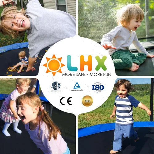 Miniatura 8 de LHX Trampolín de 8, 10, 12, 14, 15, 16 pies, para exteriores, 1500 libras con aro de baloncesto, trampolín grande y resistente para niños y adultos