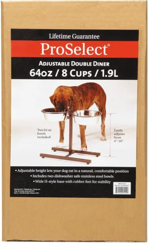 Miniatura 6 de ProSelect - Tazón ajustable de acero inoxidable para perros con dos cuencos de comida para mascotas