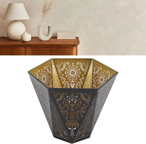 Miniatura 2 de Akozon Pantalla de lámpara moderna escandinava E27 E26 de hierro forjado hexagonal tallada para dormitorio mesita de noche Deco ion
