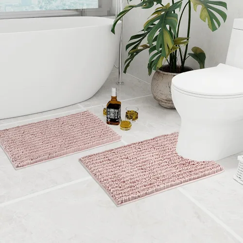 Miniatura 140 de Walensee Alfombra de baño antideslizante (24x17 pulgadas, rosa polvoriento) absorbente de agua, súper suave, lanuda de felpilla, lavable a máquina