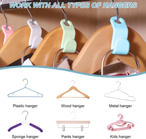Miniatura 5 de 100 PCS Perchas que Ahorran Espacio - Ganchos Conectores de Perchas para Ropa, Ganchos de Perchas Apilables que Ahorran Espacio, Organizadores