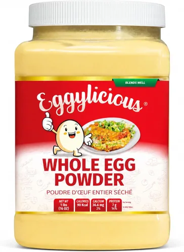 Polvo de huevo entero Eggylicious, polvo proteico natural seco, hecho con huevos frescos, mezcla de clara y yema, pasteurizado, sin transgénicos,
