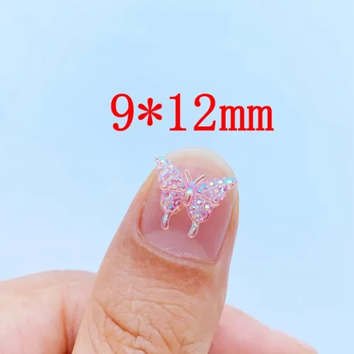 Miniatura 4 de 100 dijes de mariposa 3D Kawaii, mini diamantes de imitación para uñas, gemas de diamantes de imitación acrílicos con brillantina, accesorios