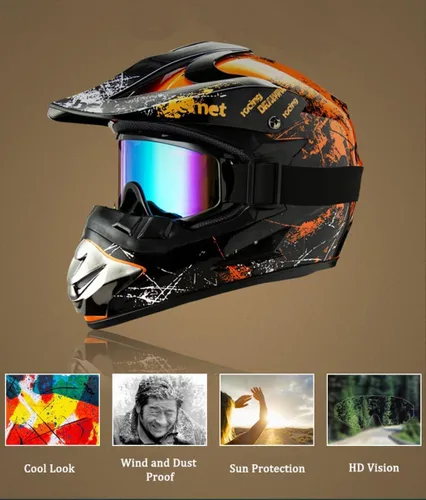 Miniatura 2 de Casco Bluetooth de cara completa para motocross, motocross, ATV, motocicleta, casco Bluetooth para hombres y mujeres, aprobado por el DOT, de cuatro