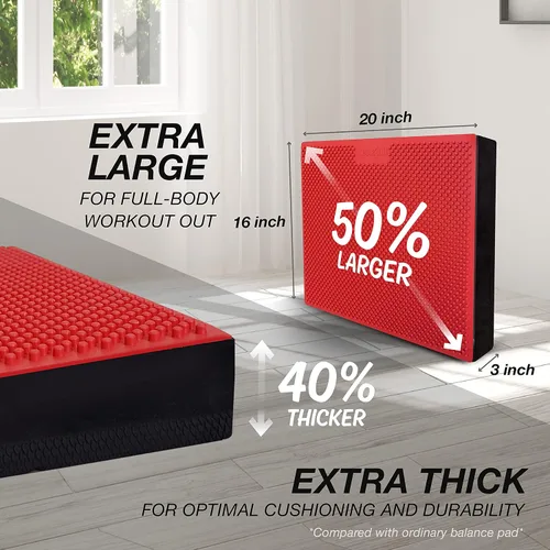 Miniatura 4 de Yes4All Almohadilla de equilibrio, almohadilla de equilibrio de espuma TPE antideslizante con tamaños mejorados, L, XL, XXL, alfombrilla de L.Rojo