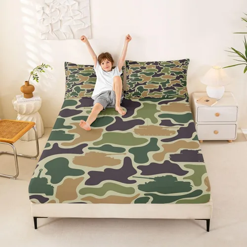 Miniatura 48 de Erosebridal Camouflage Sheets for Boys Girls Game Console Fitted Sheet,3D Gamer Controller Kids Bedding Sets Army Camo Bed Sets Twin 2 Piece