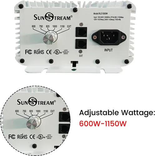 Miniatura 3 de Raylux - Kit de sistema de luz de crecimiento con puerto controlador, 1000 W DE doble extremo HID, reflector de estilo abierto con balasto digital