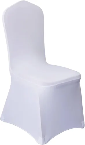10 piezas blancas lavables extraíbles universales para bodas, fiestas, comedor, banquetes, poliéster spandex elásticas fundas para sillas