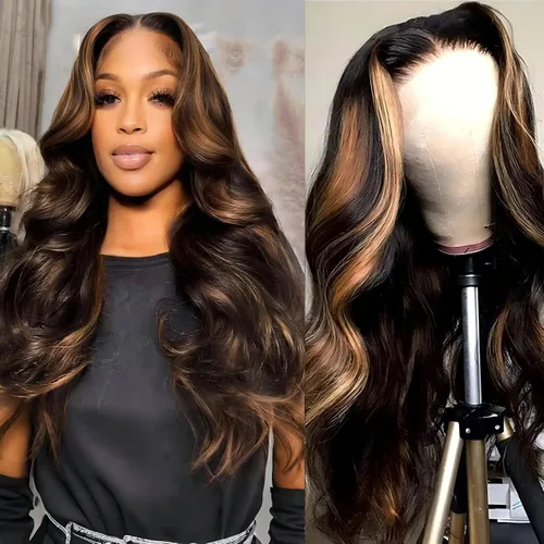 Miniatura 12 de QZOQZO Pelucas de encaje frontal 13x6 de cabello humano, prearrancadas, densidad del 180%, onda corporal, HD, frontal de encaje, sin pegamento