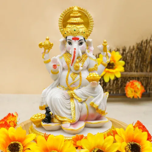 Miniatura 3 de alikiki Figura de Dios hindú Ganesh Chaturthi – 8.4 pulgadas de alto, ídolo indio Ganesha, estatua de elefante hindú Dios Pooja, artículo Diwali