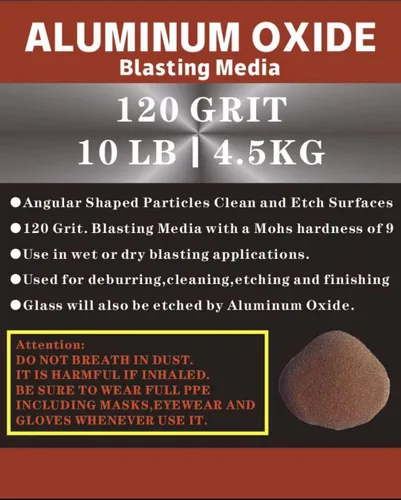 Miniatura 3 de Óxido de aluminio – 10 libras – Medios abrasivos de chorro de arena media a fina para gabinetes de voladura o pistolas de granallado. Grano #120
