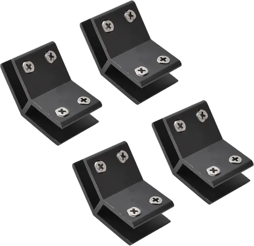 Miniatura 11 de INCREWAY Abrazadera de vidrio, paquete de 4 soportes ajustables de aleación de aluminio de doble cara para estante de vidrio, soporte de abrazadera