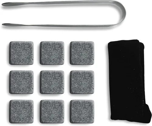 Miniatura 8 de Set de 9 Piedras para Enfriar Bebidas Grises [Chill Rocks] Piedras para Whisky para Whisky y Otras Bebidas - en Caja de Regalo con Funda