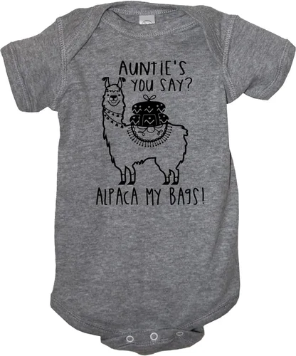Miniatura 2 de It's Your Day Clothing Auntie's You Say Alpaca My Bags Baby Boy Girls Ropa de Llama Divertido Anuncio Ducha Body Mameluco