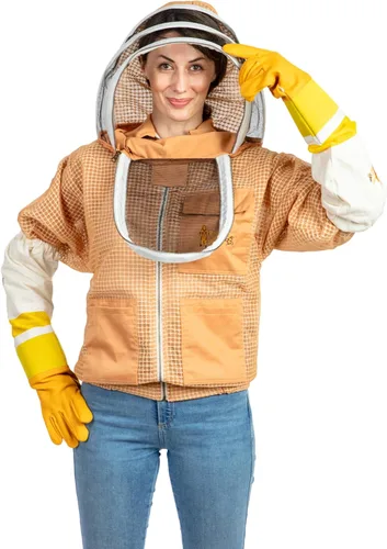 Miniatura 7 de Chaqueta ventilada de apicultura de 3 capas de protección completa para apicultores Chaqueta de abejas ultra ventilada con velo de esgrima