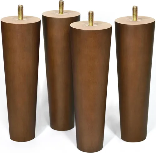 Miniatura 7 de Patas de muebles de madera de 4 pulgadas, patas de repuesto marrones para sofá, armario, futón, aparador, paquete de 4