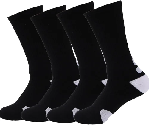 DRASEX Calcetines deportivos para hombre, calcetines deportivos acolchados, paquete de 4 calcetines de baloncesto Elite calcetines gruesos para