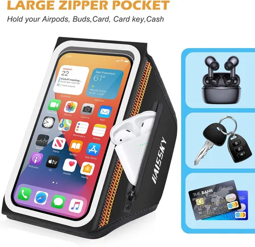 Miniatura 2 de Brazalete de teléfono para correr con soporte para auriculares, diseño 3D para teléfonos celulares para iPhone 17/16/15/13 Pro/Plus y S24/S20