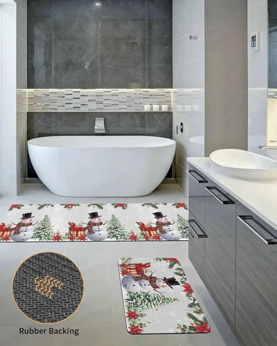 Miniatura 5 de Tapete de baño de Navidad para bañera, antideslizante, de secado rápido y absorbente, de tierra de diatomeas, tapete de cocina, tapete de cocina