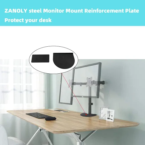 Miniatura 4 de Placa de refuerzo de montaje de monitor de acero, placa de refuerzo de brazo de monitor para mesa frágil, placa de refuerzo de montaje en monitor se