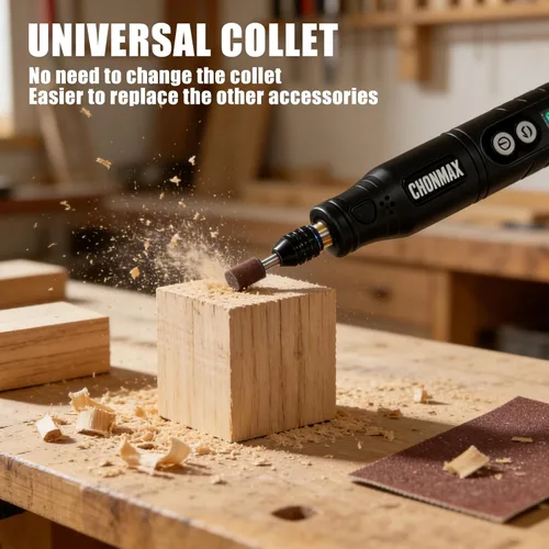 Miniatura 5 de Herramienta giratoria inalámbrica, kit de amoladora de pantalla Sreen de 6 velocidades con pinza universal y luz LED frontal, 68 accesorios