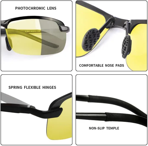Miniatura 6 de YIMI Gafas de sol deportivas polarizadas fotocromáticas para hombre, mujer, ciclismo, pesca, conducción, protección UV400, lentes antirreflejos