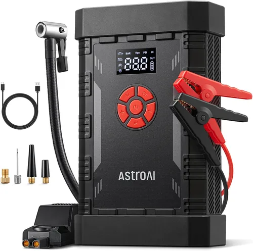 Miniatura 10 de AstroAI - Arrancador portátil S8 con compresor de aire, pico de 1500 A (gasolina hasta 6.0 L y diésel 3.0 L), inflador de 150 PSI con apagado