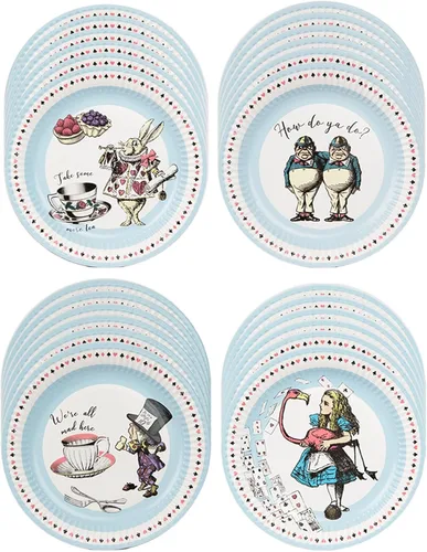Miniatura 8 de Talking Tables Juego de 50 platos desechables de Alicia en el país de las maravillas, vasos, servilletas y banderines para 16 invitados
