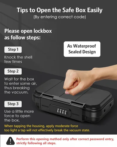 Miniatura 4 de AMIR Caja de seguridad portátil, caja de seguridad con candado de combinación y código, caja de seguridad mini impermeable antirrobo para viajes