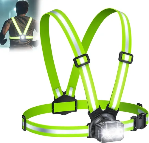 Viccux 500LM Luces de correr de alta visibilidad para corredores, haz ajustable de 45° y chaleco reflectante de 360°, luz de chaleco para correr