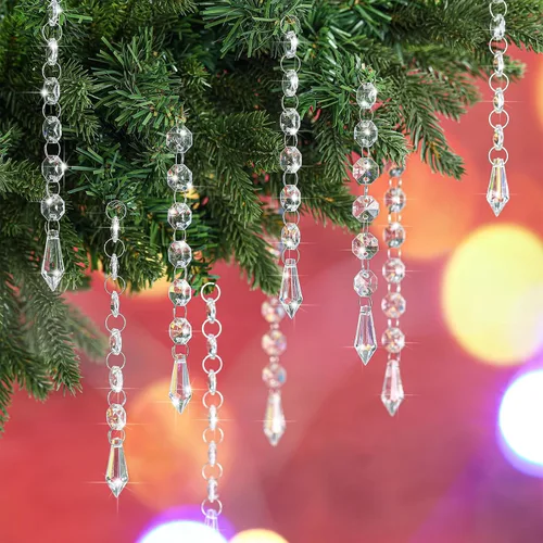 Miniatura 7 de Nuenen - 100 piezas de cristales acrílicos colgantes para centros de mesa, candelabro, guirnalda de cristal transparente, cuentas acrílicas