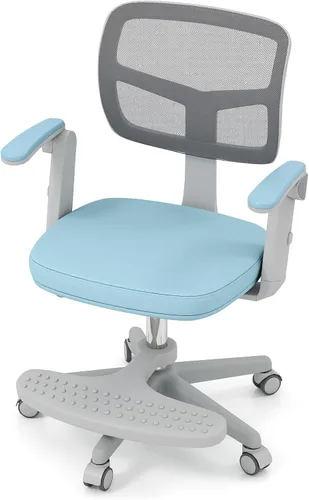 Miniatura 13 de GLACER Silla de escritorio para niños, silla de estudio giratoria de malla ajustable con ruedas, brazos, silla ergonómica para computadora