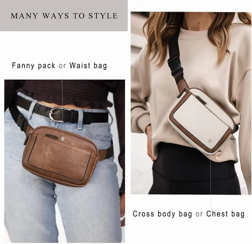 Miniatura 6 de CLUCI Riñonera para mujer, mini bolsa cruzada en todas partes, correa ajustable, piel vegana para mujer