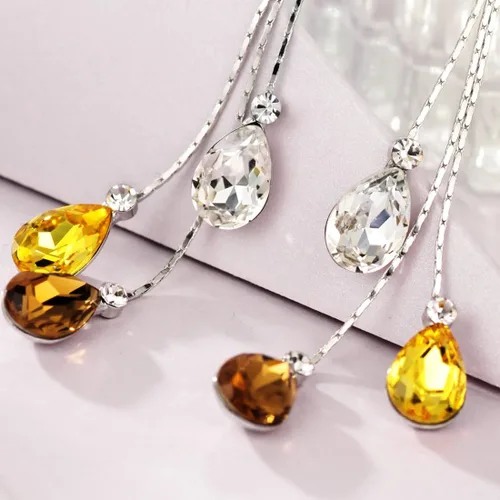 Miniatura 4 de Neoglory aretes colgantes de cristal hechos con elemento Swarovski, tres colores, 3.14 pulgadas