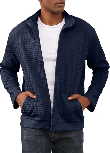 Miniatura 6 de Oymyakon Chaqueta deportiva ligera para hombre, estilo casual, elegante, estilo bombardero, con cremallera, con bolsillos