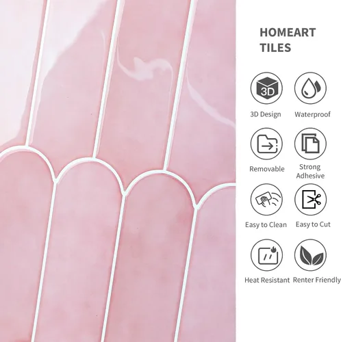 Miniatura 5 de Protector contra salpicaduras de color rosa, azulejos autoadhesivos de plumas para pared, apto para inquilinos, para cocina, baño, lavandería