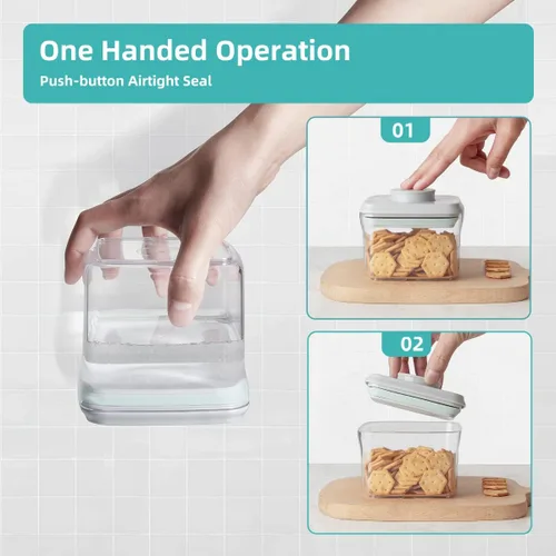 Miniatura 3 de Ankou Juego de recipientes herméticos (33.8 fl oz, 4 piezas) apilables con apertura de una prensa para aperitivos, azúcar, sal, hierbas, especias