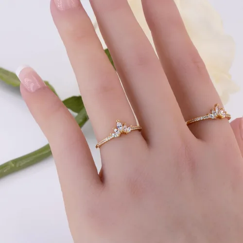 Miniatura 6 de Rapunzel - Anillo de corona para mujer, delicados anillos apilables de diamantes de cristal real, anillo de compromiso de cumpleaños, regalos
