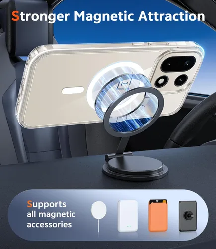 Miniatura 344 de FNTCASE Funda para iPhone 13 Pro-Max: Fundas magnéticas transparentes compatibles con Magsafe Slim anti amarillamiento protección contra caídas