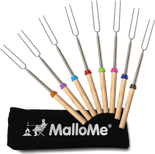 Miniatura 11 de MalloMe Smores Sticks para hoguera larga – Kit de palos para asar malvaviscos – Pinchos Smore Pinchos Hot Dog Tenedor Camphoguera Equipo de Cocina