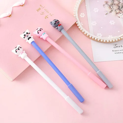 Miniatura 8 de Bolígrafo de tinta de gel con diseño de gato anudado de mariposa con diseño de animales, lindos bolígrafos de escritura negros kawaii, bolígrafo