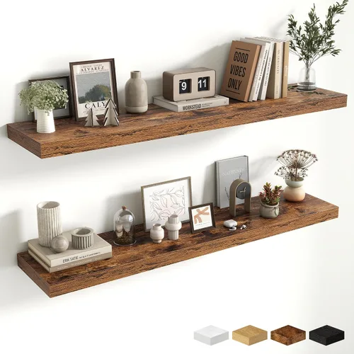 Miniatura 79 de Estantes flotantes de 48 pulgadas para pared, estante de chimenea de 10 pulgadas de profundidad, estantes flotantes de madera para pared, estantes