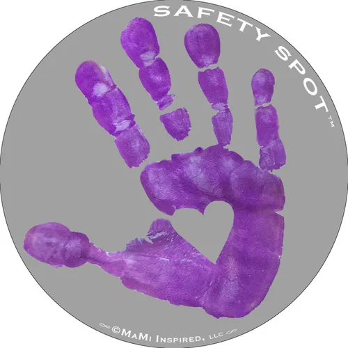 Imán - huella de mano para niños para seguridad en el estacionamiento del automóvil, fondo gris (morado)