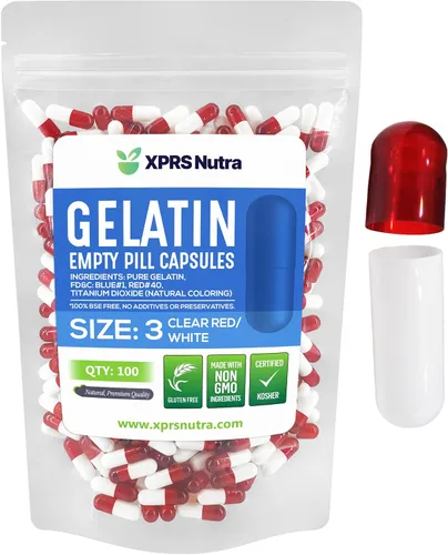 Miniatura 24 de XPRS Nutra Cápsulas vacías de tamaño 3 – 1000 cápsulas vacías de gelatina – Pastillas de relleno de cápsulas de bricolaje – Cápsulas de gel de Rojo