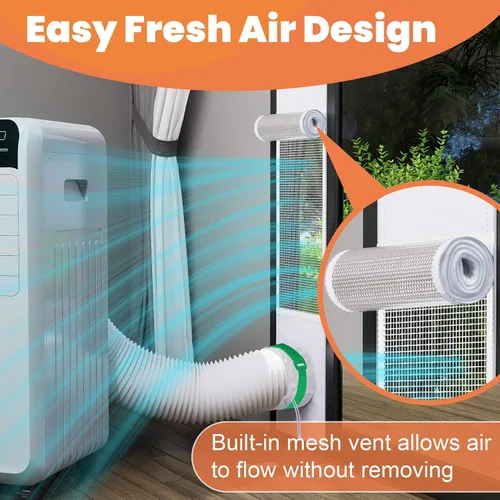 Miniatura 4 de GCGOODS Kit de ventilación de puerta de CA con protector de hojas de malla para aire acondicionado portátil, kit de sellado de ventana